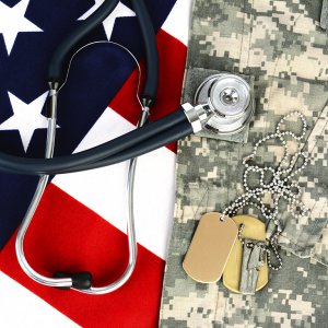 Military fatigue and stethoscope